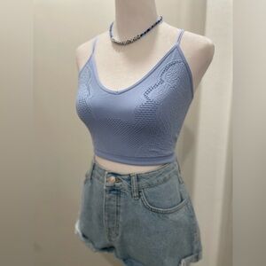 Forever 21 Baby Blue Seamless Embroidered Lace Bralette Cropped Tank Top - S